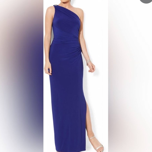 Ralph lauren one shoulder blue dress - Picture 2 of 4